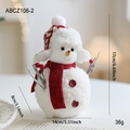 Pluche kerstsneeuwpop met rode sjaal en muts, 17 cm tafeldecoratie voor de feestdagen - Zittende Stijl met Rode Bessen (ABCZ106-2)