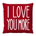 Funda de cojín roja de felpa con texto blanco I LOVE YOU MORE para sofá - Estilo de Texto I Love You More Sobre Fondo Rojo (4)