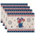 Lot de 4 sets de table Fête de l'Indépendance avec motif drapeau God Bless USA - God Bless USA Pot Étoile (10) / 30*45cm (Lin)