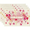 Set of 4 linen placemats with watercolor hearts and golden leaves for Valentine's table decor - Cotton Linen / Watercolor Heart Gold Branch (25)
