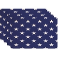 Lot de 4 sets de table rectangulaires bleus avec motifs d'étoiles blanches - Rectangulaire-45x30cm