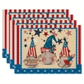 Sets de table gnomes fête de l'indépendance USA avec texte God Bless America et étoiles - Gnomes God Bless America (4) / 30*45cm (Lin)