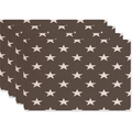 Set of 4 dark brown star pattern placemats made of durable heat-resistant fabric - Rectangular-45x30cm