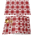 Linen placemat set with red and white checkered pattern and romantic heart designs - Linen / Red White Checkered Heart Style (33)