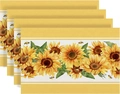 Detail of sunflower and honey bee patterned placemat with vibrant yellow borders - Yellow Solid Border Sunflower Bee (6)