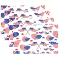 Set de table fête de l'indépendance avec étoiles, rayures et motifs de nains - Éléments Mixtes Drapeau USA (9) / 30*45cm (Lin)