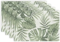 Detailed texture of cotton linen placemats with tropical monstera leaf prints - Morandi Tropical Plant Pattern-Linen(9)