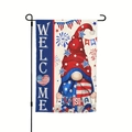 Double-sided American Independence Day garden flag with gnome design and metal stand - Linen / Patriotic Gnome USA Style (13)