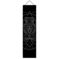 Minimalist black tapestry showing white line art flower vase with geometric patterns - 32.5x130cm / Artistic Vase Style (Style-12)
