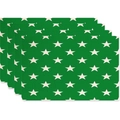 Set of 4 green place mats with off-white star patterns in durable fabric style - Rectangular-45x30cm / Green With Star Pattern