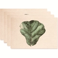 Set of 4 linen placemats with vintage tropical green fiddle leaf fig plant print - Fiddle Leaf Fig Style (款式8)