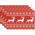 4er-Set Weihnachts-Platzsets mit roten und weißen Rentier- und Schneeflockenmotiven - Rot Weiß Rentier Schneeflocke Stil (Stil 1)