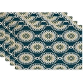 Set of 4 navy blue Bohemian Mandala placemats in vintage linen texture with heat resistance - 30*45 (Linen) / Dark Blue Mandala Pattern (Style 14)