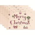 Set of 4 Christmas placemats with Merry Christmas print and festive ornaments - Style 8