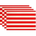 Set of 4 red and white horizontal striped linen placemats for kitchen dining table decor - Linen Material / Red Stripes