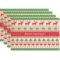 4er-Set Weihnachts-Tischsets mit Rentier- und Baum-Motiven in festlichem Rot und Grün - Buon Natale Italienischer Stil (Stil 2)