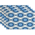 Set of 4 rectangular placemats with vintage blue bohemian mandala patterns on linen - 30*45 (Linen) / Blue Mandala Geometric Pattern (Style 13)