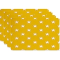 Set of four yellow placemats featuring white star patterns and woven heat resistant fabric - Rectangular-45x30cm / Yellow With Star Pattern