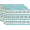 4er-Set Weihnachts-Tischsets mit blau-weißen nordischen geometrischen Schneeflocken - Blau Weiß Geometrisches Schneeflocke Stil (Stil 3)