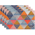 Set van 4 Boheemse placemats met oranje en blauwe mandala-patronen voor decor - Driehoekige Mandala Stijl
