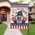 Double-sided USA Independence Day garden flag with patriotic gnome and 1776 text - Linen / 1776 Freedom Gnome Style (17)