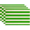 Set of four linen placemats featuring vibrant green and cream wide horizontal stripes - Linen Material / Green Stripes