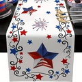 Linen table runner with Independence Day stars and stripes print for holiday decor - Large Star Fireworks Stripes Black Filigree (17) / 33x183cm
