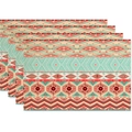 Set van vier placemats in Boheemse stijl met kleurrijke geometrische stammenpatronen - Stammen Diamant Pijl Patroon Stijl