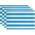 Set of four blue and white horizontal striped linen non-slip heat-resistant placemats - Linen Material / Blue and White Stripes