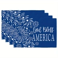 Independence Day placemat set with God Bless America text and patriotic stars - Dark Blue God Bless America (17) / 30*45cm (Linen)