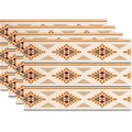 Set van 4 Boheemse placemats met oranje geometrische patronen voor tafeldecoratie - Oranjebruine Symmetrische Geometrische Stijl