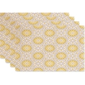 Bohemian mustard yellow and grey mandala linen placemats set of 4 for dining table - Turmeric Grey Mandala (Style 06)