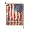 Détail du drapeau de jardin Memorial Day en lin avec motif drapeau américain et support noir - Memorial Day Se Souvenir Et Honorer (1)