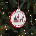 Houten kerst aftelbord met kabouter en rendier ontwerp, diameter 10 cm, feestelijk decor - Countdown Hanger Type B (Rendier/Kabouter Patroon)