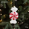 Adorno de Navidad en forma de caramelo de menta rojo y blanco con medidas y cordón dorado - Estilo Caramelo