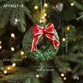 Corona de Navidad con lazo rojo, 9x9x3,7cm para decoración festiva del árbol - Estilo Guirnalda