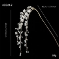 Rama decorativa de flores de cristal blanco con alambre dorado, adorno largo de 40 cm - Estilo de Borla de Cuentas de Flores Blancas (ACC24-2)
