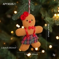 Lebkuchenmann Plüschfigur mit roter Schleife und Karorock für Weihnachtsbaumdeko - Lebkuchen-Mädchen Karorock Stil (APYX535-1)