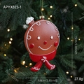Adorno de árbol de Navidad de hombre de jengibre marrón con lazo rojo y detalles blancos - Hombre de Jengibre Estilo A