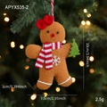 Brauner Lebkuchenmann Plüschanhänger mit roter Schleife für den Weihnachtsbaumschmuck - Lebkuchenmann mit Weihnachtsbaum Stil (APYX535-2)