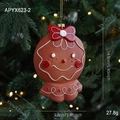 Adorno de hombre de jengibre con lazo rojo y detalles blancos para árbol de Navidad - Hombre de jengibre Estilo B
