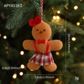 Lebkuchenmann-Anhänger aus braunem Filz mit roter Schleife und Rock am Weihnachtsbaum - Rote Fliege Karorock Stil (APYX535-3)
