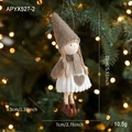 Plüsch-Weihnachtspuppe mit grauem Filzhut und gestreiftem Rock am Weihnachtsbaum - Mädchen Stil (APYX527-2)