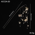 Golden hair stick with holographic butterflies and cascading tassels measuring 39cm - Rainbow Butterfly Tassel Style (ACC24-20)