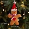 Gingerbread man plush Christmas tree ornament with red hat and dimensions marking - Long Christmas Hat Gingerbread Man (APYX535-5)