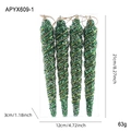 Set of four 21cm green glitter icicle Christmas tree ornaments with spiral thread details - Green