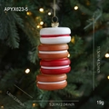 Macaron stack Christmas tree ornament with four colorful layers and golden hook - Donut