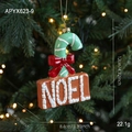 Gingerbread cane ornament with NOEL text and red bow for Christmas tree decoration - Candy Cane Noel Style