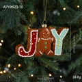 Gingerbread Man JOY ornament for Christmas tree decoration with golden string - Gingerbread Man Joy Style