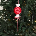 Piruleta de Navidad de terciopelo rojo y blanco con diseño espiral y un lazo - Piruleta Espiral con Mango (APYX631-2)